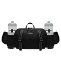 WATERFLY Large Hiking Fanny Pack: 3L Waist Bag with 2 Bottle Holders for Women Men - 9 Pockets & Adjustable Belt Lumbar Hip Packs for Travel Running Cycling Camping Workout (Bottles Not Included) - color: Black