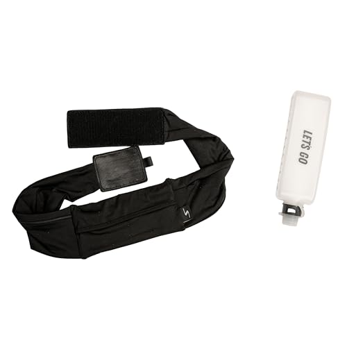 Sprigs Lets Go Curved Water Bottle for Running, 300 ml, Leak Proof Top, BPA Free, Fits 3 Pocket Belt (Black Let's Go, 300 ML)