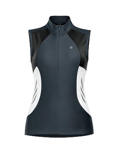 Little Donkey Andy Women's Half Zip Breathable Cycling Vests Reflective Sleeveless Jerseys Shirts Running 4 Rear Pockets - color: A01.steel Grey, size: Medium