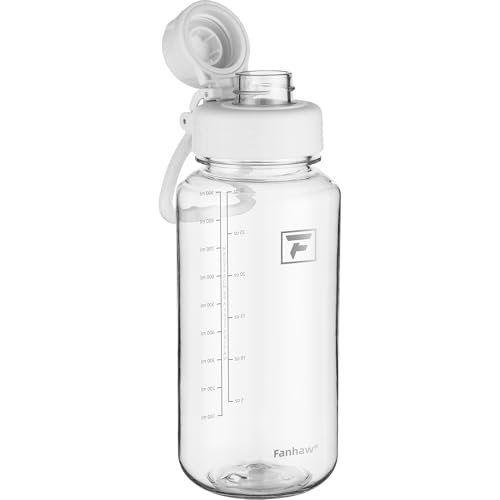 Fanhaw 32oz Clear Plastic Water Bottle with Fast-Flow Lid, Clear&White - color: Clear&White