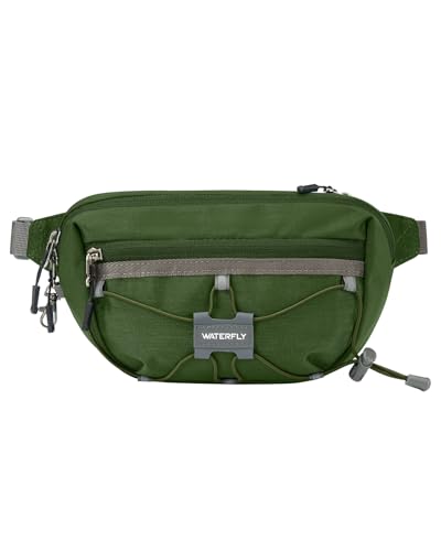 WATERFLY Small Fanny Pack RFID Blocking Travel Hiking Crossbody Waist Bag - color: Green