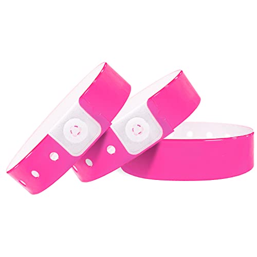 Plastic Party Pink Wristband 100 Pack, Vinyl Wristband for Event - color: Pink