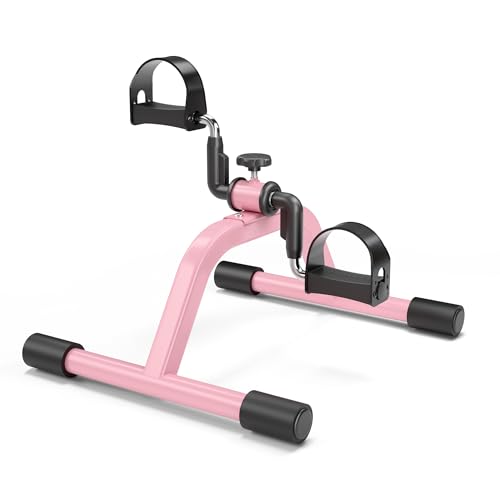 RYGEO Pedal Exerciser Mini Exercise Bike for Leg and Arm Recovery Exercise Lightweight and Portable Floor Bike - color: Pink