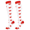 Junely Compression Socks for Women Knee High Socks Funny - color: Heart White