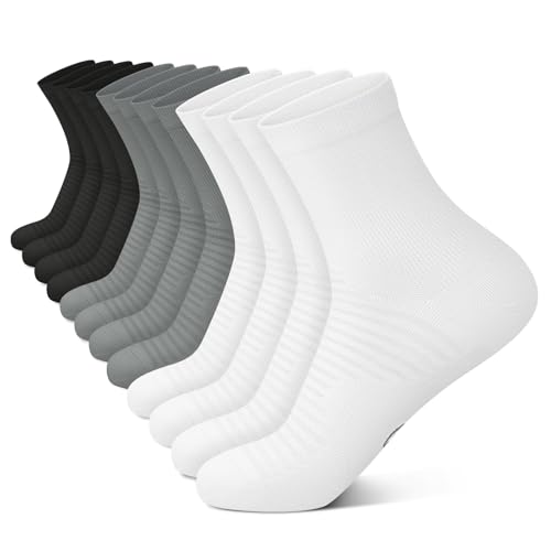 Compression Running Ankle Socks Men & Women 6 Pairs Quarter Cycling Socks - color: Black/White/Gray (2 Pairs Per Each Color), size: Small-Medium