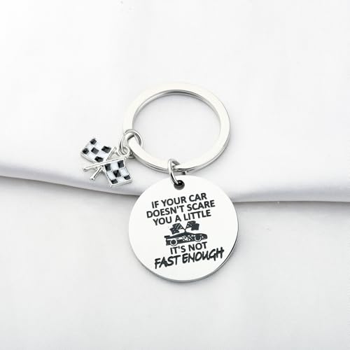 FUSTMW Race Car Gifts for Racers Checkered Flag Keychain Black and White Racing Flag Keyring Racing Fans Gifts Race Day Gift