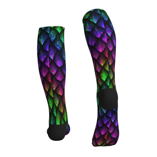 Compression Socks Women And Men For Nurses Travel Pregnancy Recovery Running Athletic - color: Rainbow Dragon Scales Skin