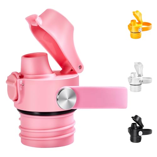 EIPOSAU Auto Flip Lid for Hydro Flask Standard Mouth Bottle, Spout lid for HydroFlask Narrow Mouth Bottle, Replacement Lid with Button Lock - color: Pink