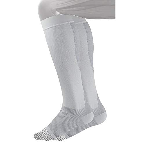 OS1st FS6+ Performance Foot/Calf Sleeves for Plantar Fasciitis pain relief, heel pain, shin splints and arch support (White, Small) - color: White