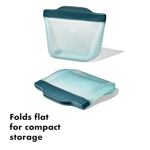 OXO Good Grips Silicone Reusable Bag - Stand-Up Snack (12 oz), Lagoon - color: Lagoon, size: Stand -Up Snack (12 oz)