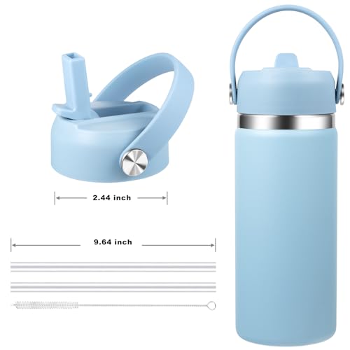 KMN Wide Mouth Straw Lid with Flip Top, Replacement Cap with Straw for Hydro Flask 18 32 40 oz Wide Mouth Water Bottle & 12 16 20 oz Coffee Flask, BPA-Free Leakproof Sports Lid (Rain) - color: Rain
