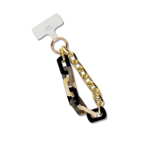 Sonix Phone Wristlet - Detachable Universal Smartphone Wrist Strap, Hands-Free Lanyard Cellphone Bracelet with Tether Tab - color: Marble & Chain Black