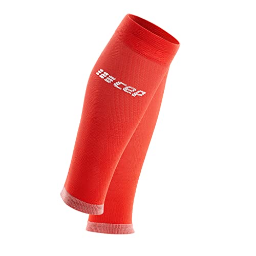 CEP Men’s Calf Compression Running Sleeves | Running Ultralight Calf Sleeves - color: Lava/Light Grey, size: 5