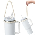 Water Bottle Handle, Silicone Water Bottle Sling, Carrier, Holder with Strap, Fits Most 8-40oz Bottles Stanley Cup Accessories - color: Off-White