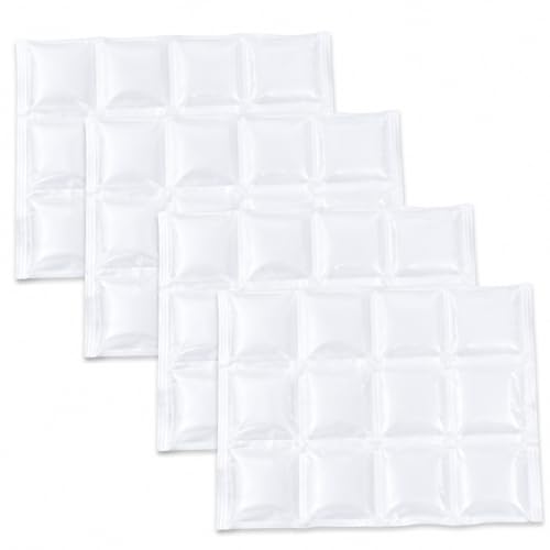 Water Activated Ice Pack Sheets, 4 Pack Reusable Self-Absorbing Freezer Packs, 12-Cell Flexible Gel Ice Packs, 11.2 x 8.3 in, for Coolers, Lunch Bags, Shipping, Cold Compress