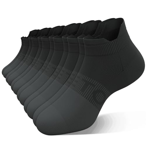 6 Pairs Ankle Compression Socks Women Men 15-20 mmHg Low Cut Athletic Running Arch Support for Travel Nurses Flight - color: Two-tone Black