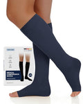 Compression Socks For Women Men,Open Toe Knee High 20-30mmHg - color: Navy Blue, size: Large