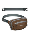 WATERFLY Small RFID Fanny Pack: 1.5L Waist Bag 12" Extender Belt for Hiking - color: Brown