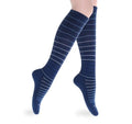 SocksLane Cotton Compression Socks, 15–20 mmHg Graduated Support, Knee-High Medical Compression (Indigo Stripes S/M) - color: Indigo Stripes, size: Small/Medium (1 Pair)