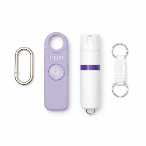 POM Pepper Spray & Personal Alarm Safety Kit – OC Self Defense Keychain Spray & Loud Emergency Alarm for Campus Safety, Women & Students - color: White X Lavender, style: Keychain Model