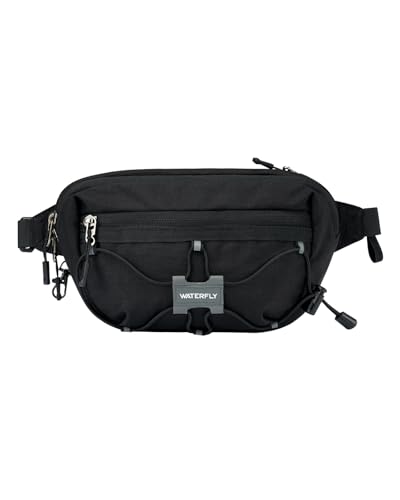 WATERFLY Small Fanny Pack RFID Blocking Travel Hiking Crossbody Waist Bag - color: Black