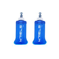 WRELS TPU Soft Flask Lightweight Portable Reusable Water Bottle,BPA Free Collapsible Flask for Hydration Pack in Running Hiking Cycling and Marathon - color: Dark Blue-150ML*2