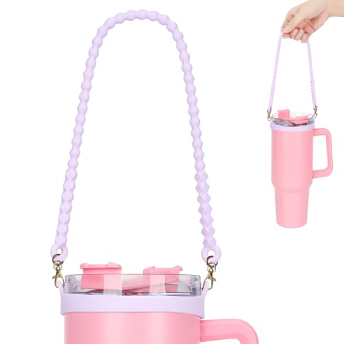 Water Bottle Handle for Stanley Cup - Soft, Durable Silicone Sling with Adjustable Strap, Fits Most 8-40oz Bottles, Ideal Stanley Cup Accessory - color: Purple