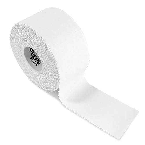 Cannon Sports Premium Athletic Tape - 1.5” x 45 Feet Per Roll - Easy Tear, No Sticky Residue, Very Strong, Hypoallergenic and Latex Free- Ideal for Sprains, Strains, First Aid – 1 Roll (White) - color: White