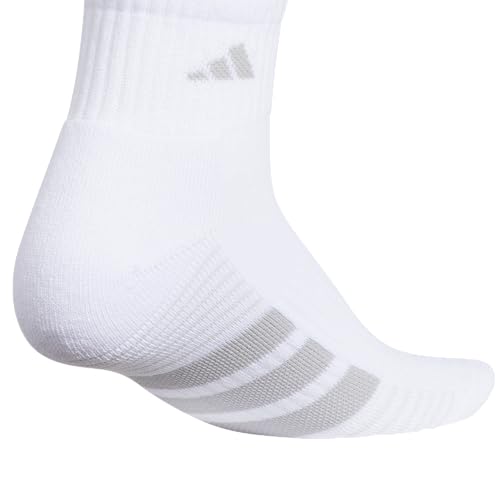 adidas Women's Cushioned Socks 3 Pairs - color: White/Clear Onix Grey/Clear Grey/4.0/Quarter, size: Medium, style: Quarter