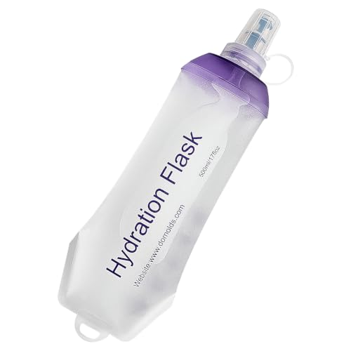 CLINTT 500ml Soft Flask, Foldable Running Water Bottle, TPU Folding Soft Water Flask, BPA-Free Collapsible Flask for Hydration Pack Running Vest, Cycling, Climbing, Hiking - 1Pcs, Purple - color: 1pcs, 500ml Purple
