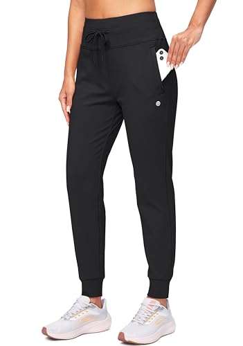 G Gradual Women's Fleece Lined Joggers Water Resistant Hiking Pants - color: Black, size: Large
