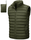 TACVASEN Men's Lightweight Packable Puffer Winter Warm Vests Outerwear - color: Army Green, size: Medium