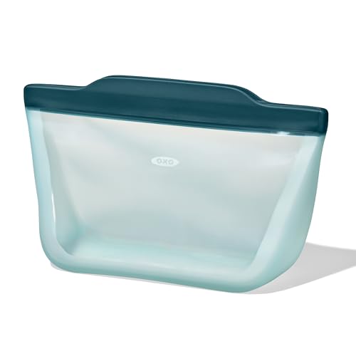 OXO Good Grips Silicone Reusable Bag - Stand-Up Quart (32 oz) Lagoon - color: Lagoon, size: Quart (32 oz)