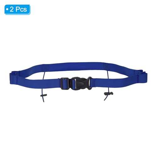 PATIKIL Elastic Triathlon Running Belt, 2 Pack Adjustable Race Number Belt Race Belt Bib Holder with 6 Energy Gel Loops for Marathons Racing Cycling, Blue - color: Blue