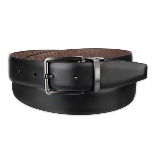 Calvin Klein Men’s Reversible Leather Belt - 2‑in‑1 Versatile Modern Style - color: Black/Brown, size: Medium (34-36)