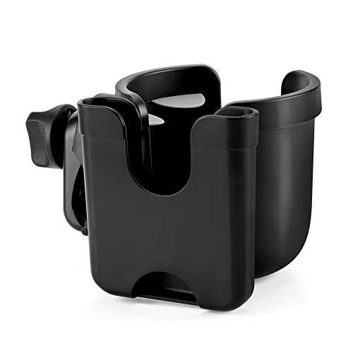 Accmor Stroller Cup Holder with Phone Holder, Bike Cup Holder, Walker Scooter Wheelchair Cup Holder Attachment, Universal Cup Holder for Uppababy Graco Strollers - color: All Black
