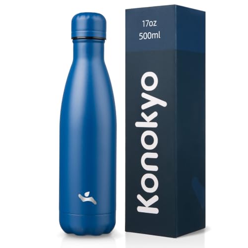 Konokyo 17 oz Insulated Stainless Steel Water Bottle, Blue - color: Blue, size: 17 Ounces