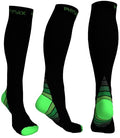 Physix Gear Compression Socks 20-30 mmHg - Men & Women - Running, Nurses, Shin Splints, Flight, Travel - color: Black/Green, size: Small-Medium