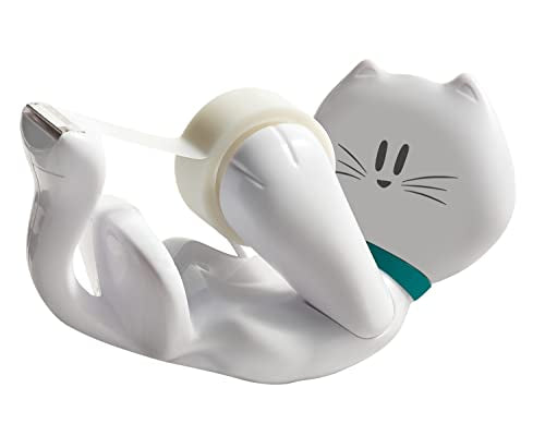 Scotch Cat-810 19 mm x 8.89 m Cat Tape Dispenser, White, 1 Roll Magic Tape - style: Cat