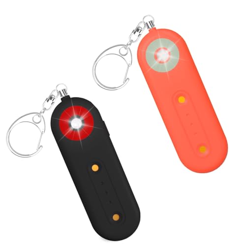 130dB Rechargeable Personal Safety Alarm Strobe Light for Women - color: Black & Orange