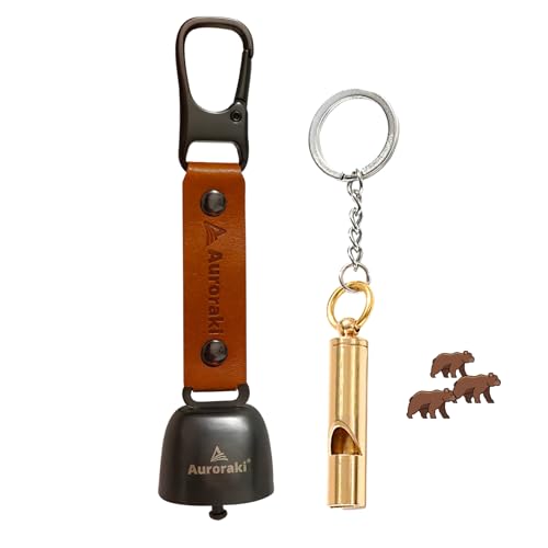 Auroraki's Loud Bear Bell with Magnetic Silencer for Bear Deterrent, Survival, Camping, Hiking, Biking, Climbing - Brown