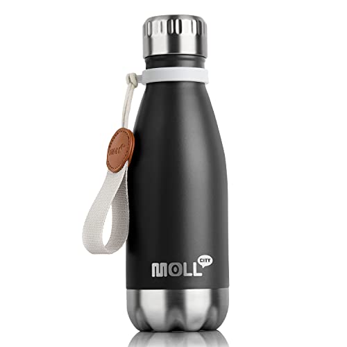 Kids Water Bottle 9 oz Stainless Steel Vacuum Insulated Metal Flask, Black - color: Black, size: 9 Ounces