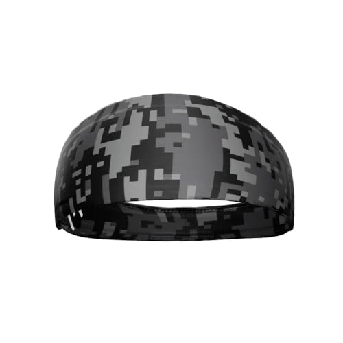 40+ Designs! Unisex Headband/Sweatband. Best for Sports, Fitness, Working Out, Yoga. Tapered Design - color: Black Digi Camo