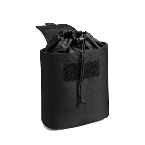 TACNEX Folding Dump Pouch for Duty/Battle/Range Belt Roll Up MOLLE Magazine Drop Pouch Drawstring Open Mag/Tool Recovery Waist Bag Utility Storage Pack for Hunting Shooting - color: Black