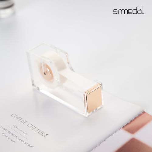 Contemporary Ultra Clear Acrylic Tape Dispenser Single Hand Dispensing for Modern Design Office Desktop (Gold) - color: Gold