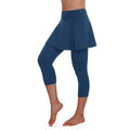 ANIVIVO Women Skirted Leggings Tennis Yoga Legging with Skirt - color: Navy Blue Capri, size: Small