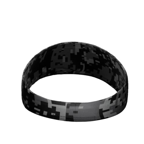 40+ Designs! Unisex Headband/Sweatband. Best for Sports, Fitness, Working Out, Yoga. Tapered Design - color: Black Digi Camo