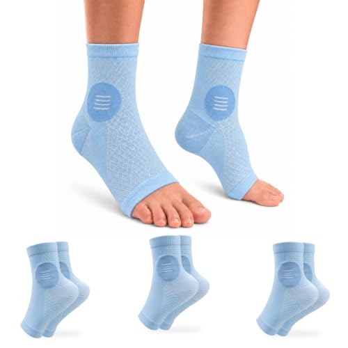 3 Pairs Neuropathy Socks for Women and Men, Toeless Compression Socks - color: Blue(3pcs), size: Small
