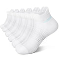 PAPLUS Ankle Compression Socks for Women, 6 Pairs Cushioned Running Socks - color: White（6 Pairs）, size: Large-X-Large