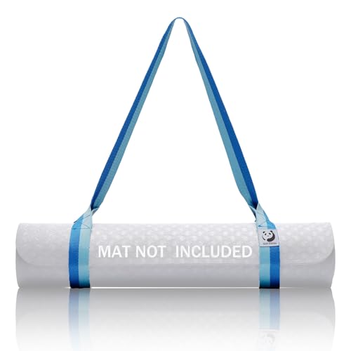 Slim Panda Yoga Mat Strap, Adjustable Soft Cotton Carrier - color: Light Blue & Dark Blue, size: 72 inches